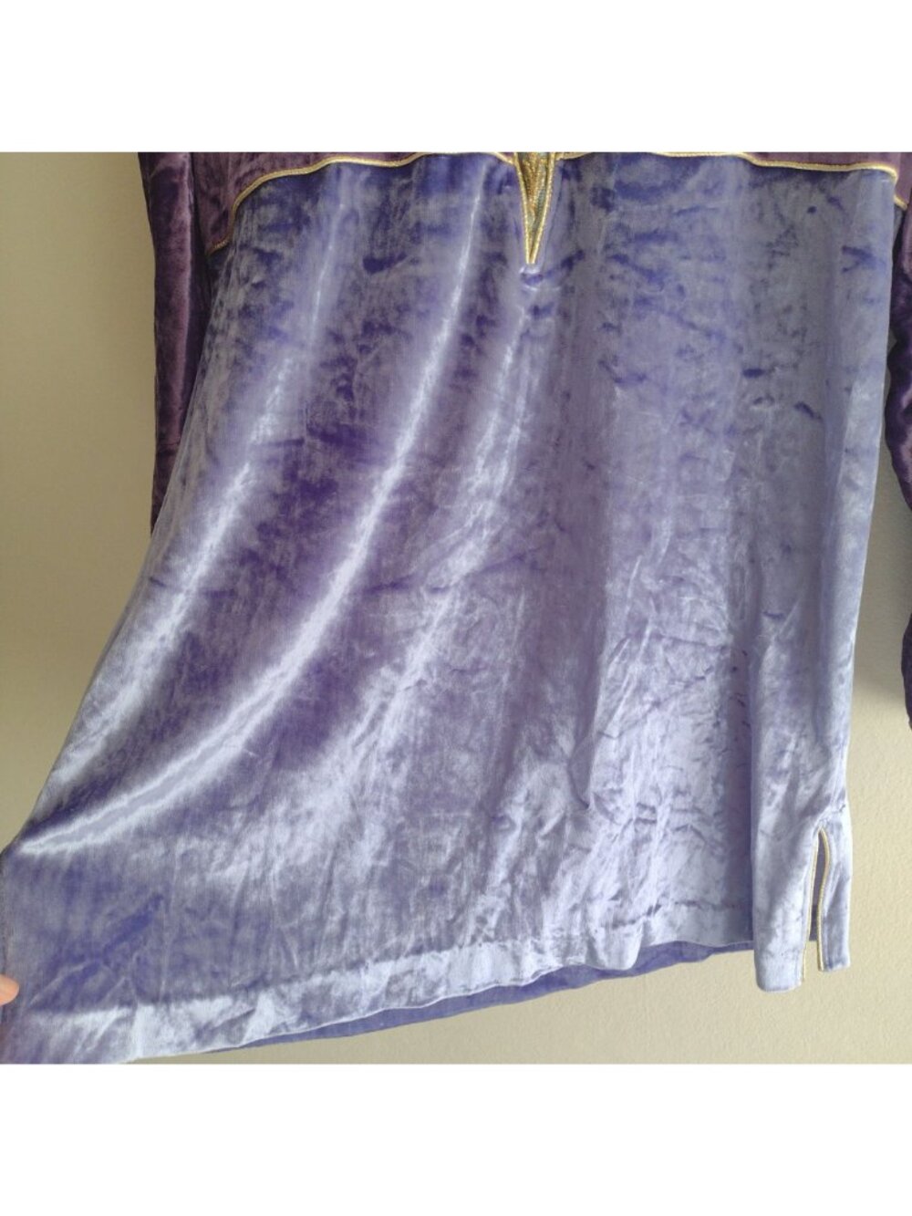 Vtg 90s Whimsygoth Velvet Tunic S/M Bill Tice Saks Purple Glam Top - Picture 7 of 10